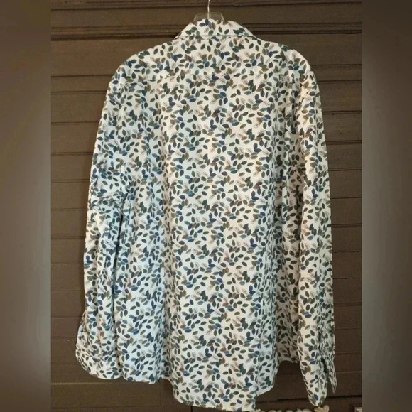 Men's Paisley & Gray Button Down Shirt with Leaves Size 19 XXL Slim Fit - Picture 2 of 8